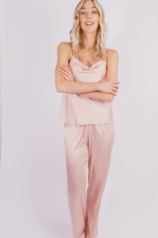 Lingadore Satin Cami Top & Pants Pyjama Set Rose Smoke