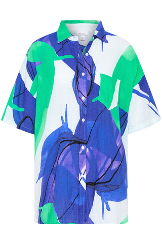 Sea Level Sublime Aloha Cotton Beach Shirt Cobalt