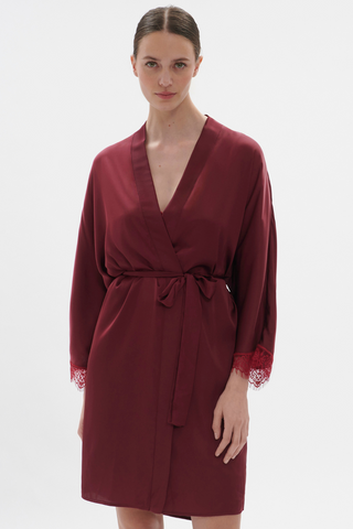 Simone Pérèle Satin Secrets Short Kimono Spinel Red